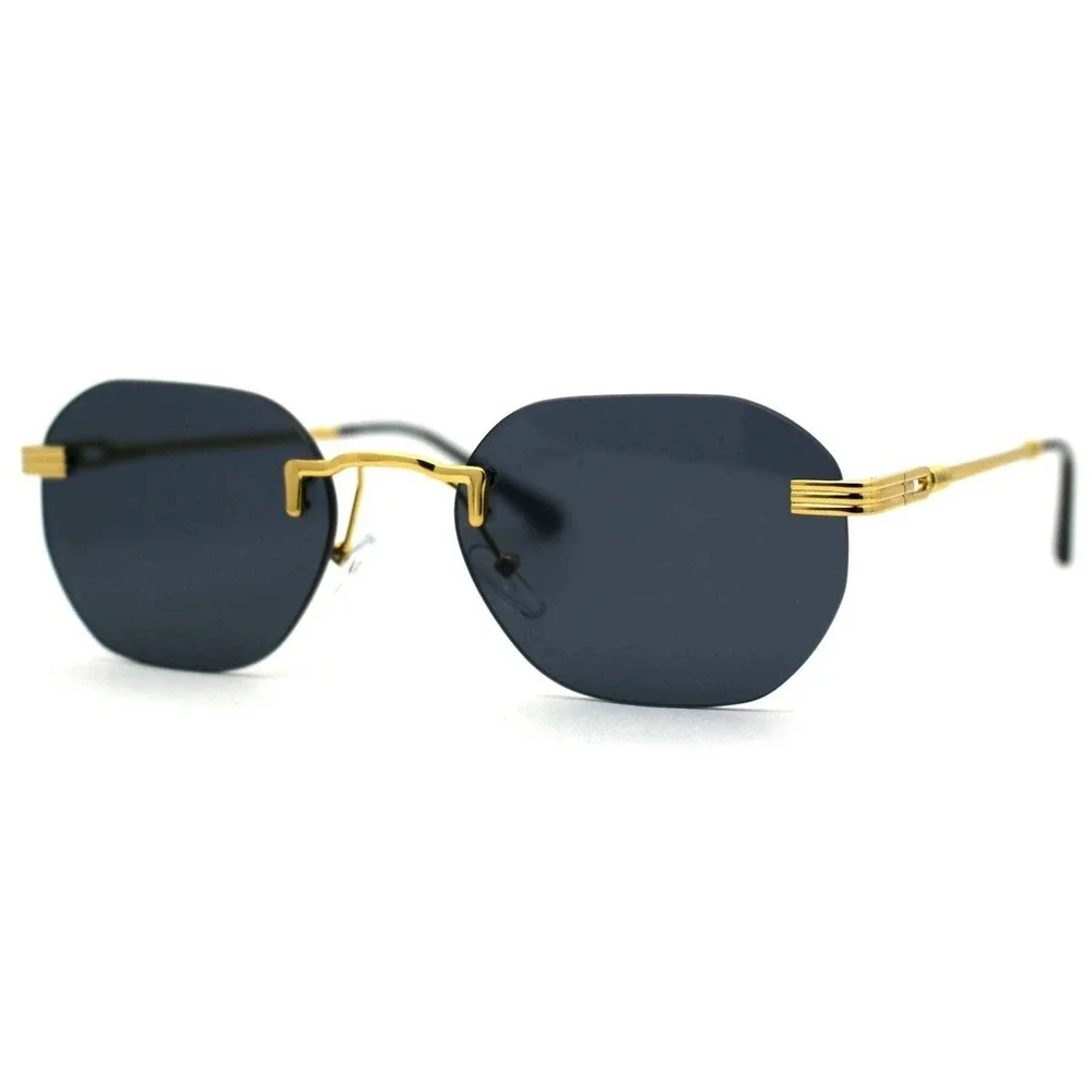 Rimless Sunglasses Women Oval‎ Gold Frame Fashion Trendy Designer Lentes Gafas